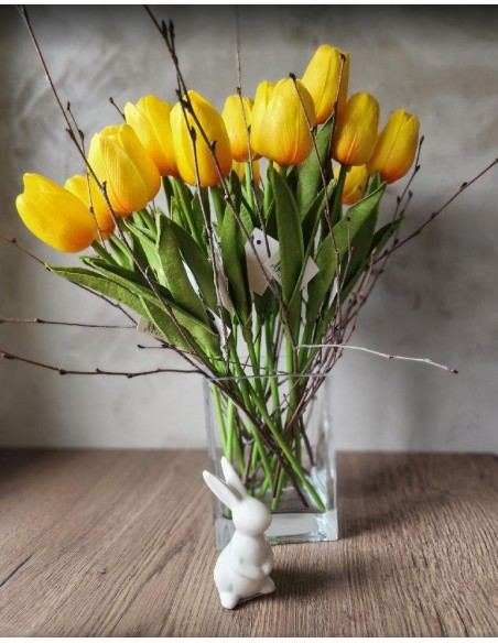 Tulipán 1 květ pěnový 32cm žlutý