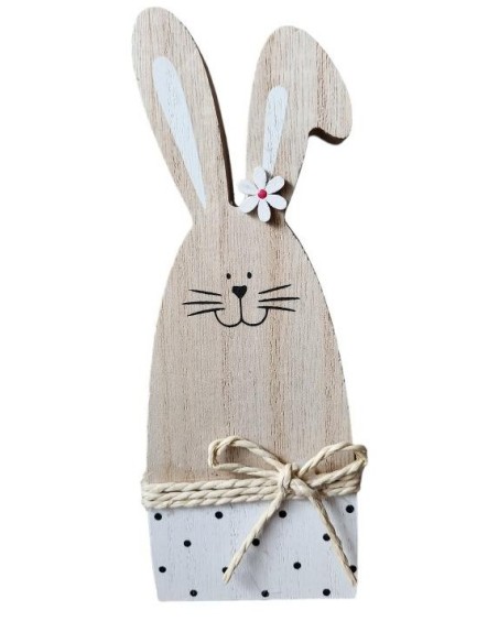 Dřevěný zajíček o výšce 15,5cm, bílý
