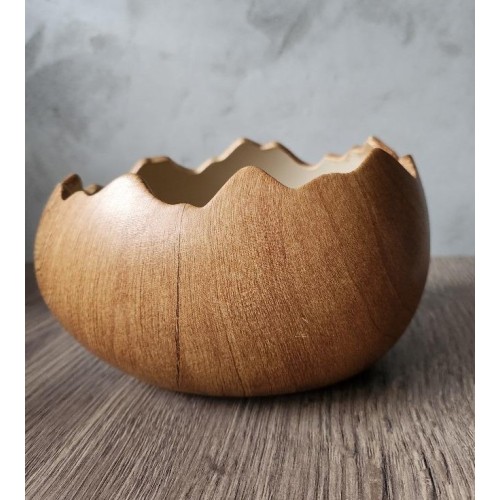 Keramická skořápka dekor dřevo,velká