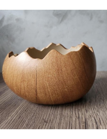 Keramická skořápka dekor dřevo,velká