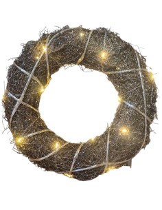 Věnec révový s LED světýlky a glitry 30cm