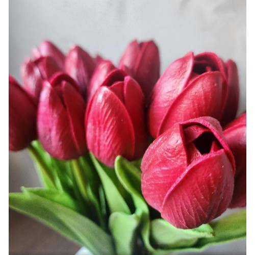 Tulipán 1 ks, pěnový 32cm tmavě červený