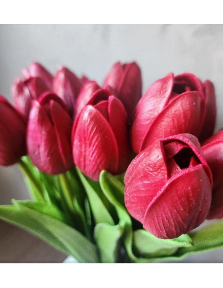 Tulipán 1 ks, pěnový 32cm tmavě červený