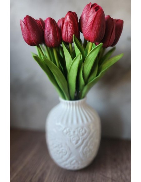 Tulipán 1 ks, pěnový 32cm tmavě červený