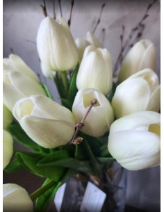 Tulipán 1 ks, pěnový 32cm bílý