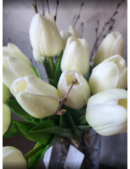 Tulipán 1 ks, pěnový 32cm bílý