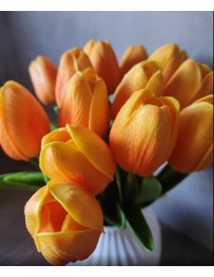 Tulipán 1 ks, pěnový 32cm žlutooranžový