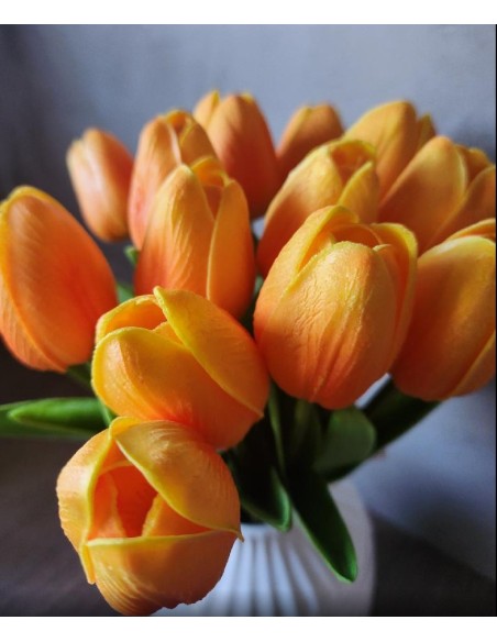 Tulipán 1 ks, pěnový 32cm žlutooranžový