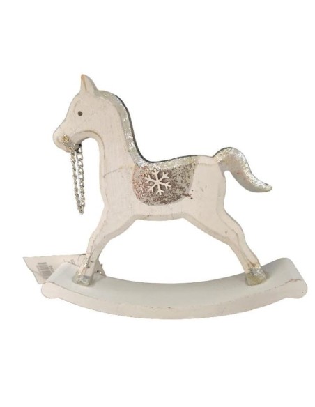 Houpací koník bílo-stříbrný 15cm
