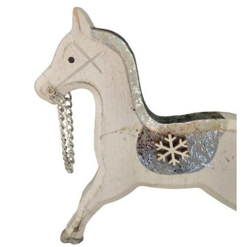 Houpací koník bílo-stříbrný 15cm