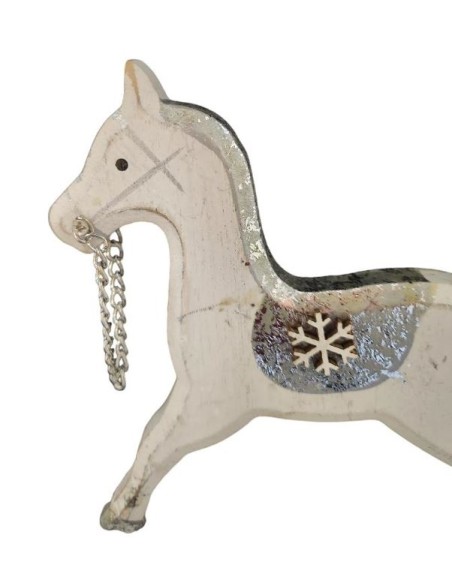 Houpací koník bílo-stříbrný 15cm