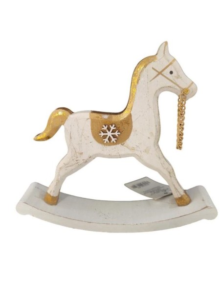 Houpací koník bílo-zlatý, 15cm
