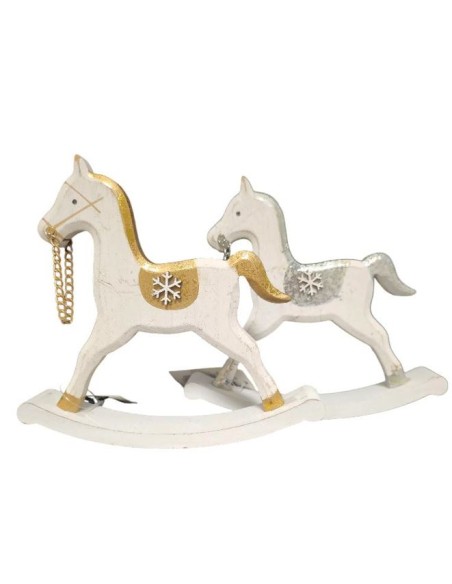 Houpací koník bílo-zlatý, 15cm