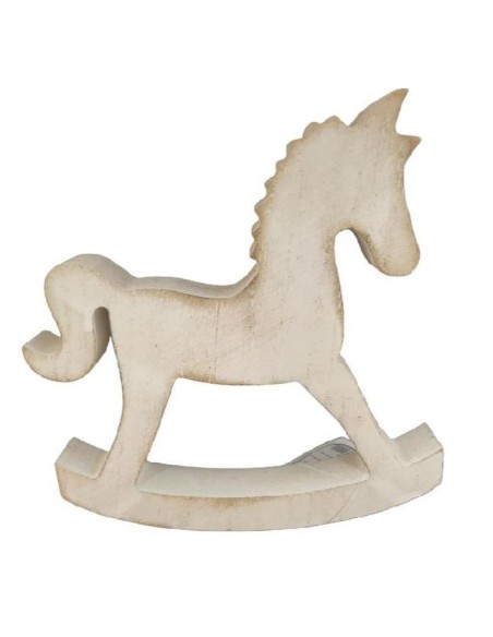 Houpací koník dřevěný bílý, 13 cm