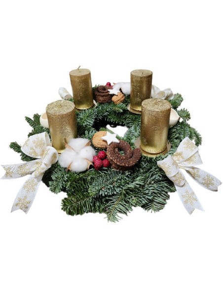 Adventní věnec zlaté svíčky-k dodání od 19.11.2025