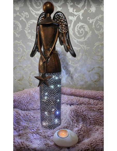 Anděl kovový měděný s hvězdičkou, výška 53cm