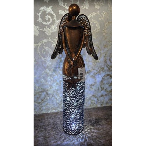 Anděl kovový měděný s hvězdičkou, výška 53cm