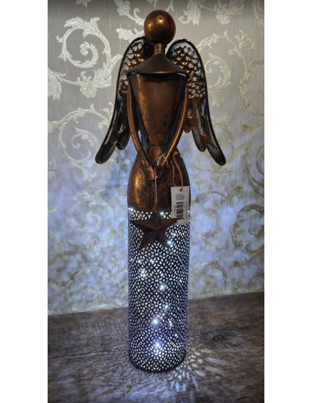 Anděl kovový měděný s hvězdičkou, výška 53cm