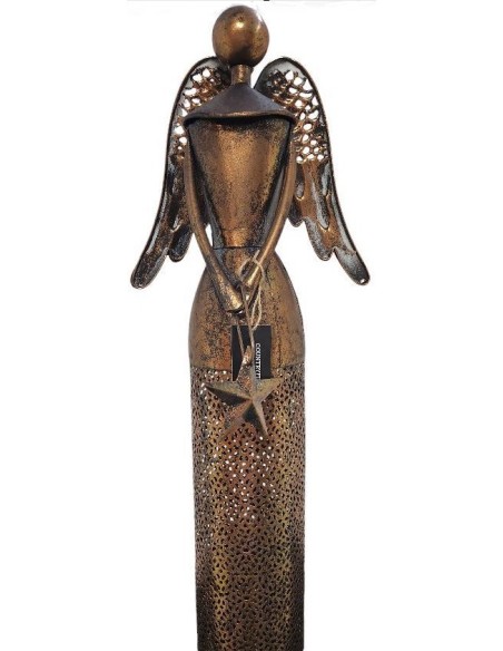 Anděl kovový měděný s hvězdičkou, výška 53cm