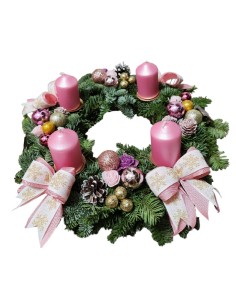 Adventní věnec růžový-k dodání od 19.11.2025