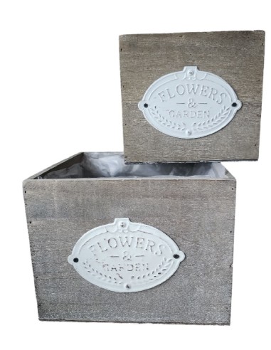 Bedýnka dřevo+kovový nápis 15x15x13cm