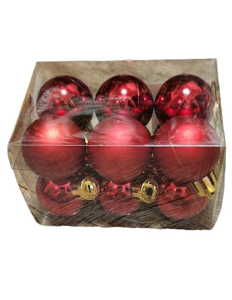 Vánoční kouličky 3cm, 12ks, červené