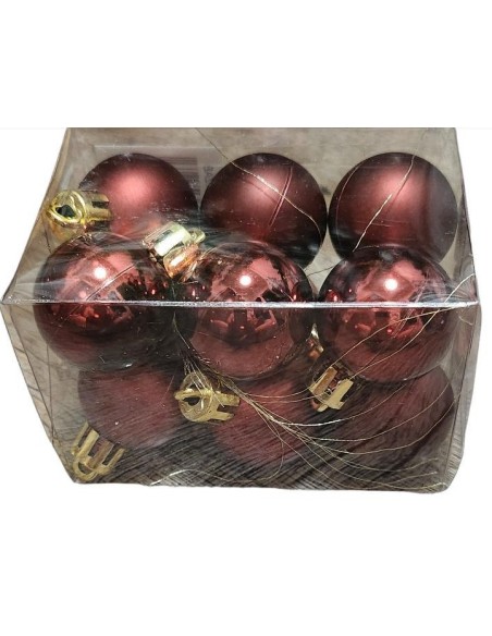 Vánoční kouličky 3cm, 12ks, vínové