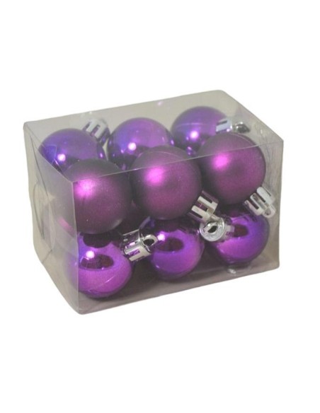 Vánoční kouličky 3cm, 12ks, fialové