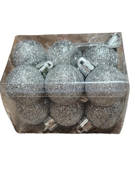 Vánoční kouličky 3cm, 12ks, stříbrné