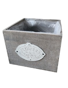 Bedýnka dřevo+kovový nápis 15x15x13cm