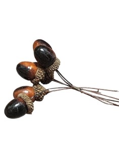 Žaludy umělé, 6ks na drátku 2