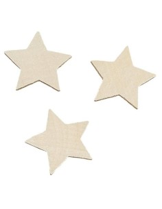 Dřevěná hvězda  přírodní, 3cm, tenká