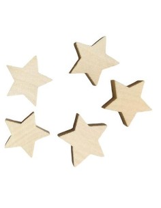 Dřevěná hvězda  přírodní, 3,5cm, silnější