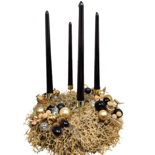 Moderní adventní věnec zlato-černý