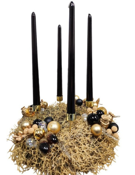 Moderní adventní věnec zlato-černý
