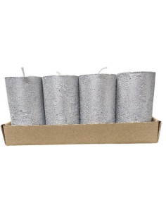 Adventní svíčky stříbrné se strukturou, sada 4ks