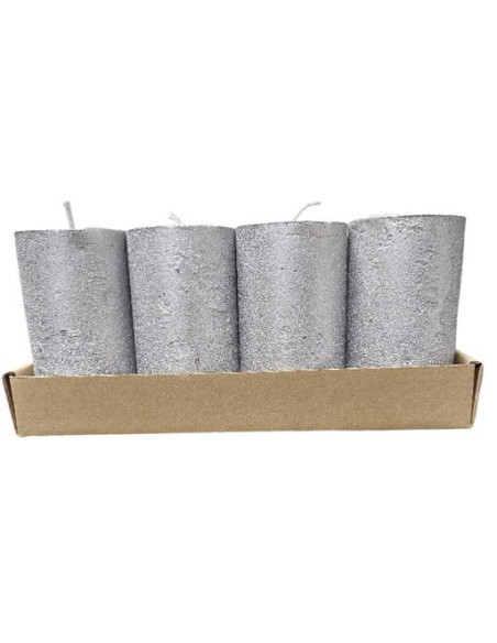 Adventní svíčky stříbrné se strukturou, sada 4ks