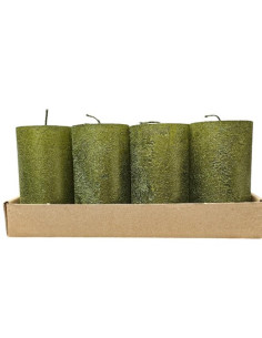 Adventní svíčky zelené se strukturou, sada 4ks
