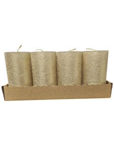 Adventní svíčky zlaté se strukturou, sada 4ks