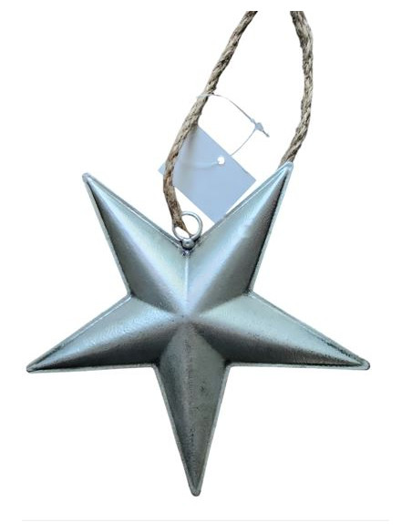 Hvězda kov pěticípá tmavě stříbrná 17x 16x 3,5cm