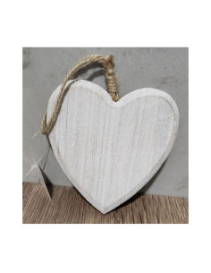 Srdce dřevěné bílé, závěs, 12,5cm