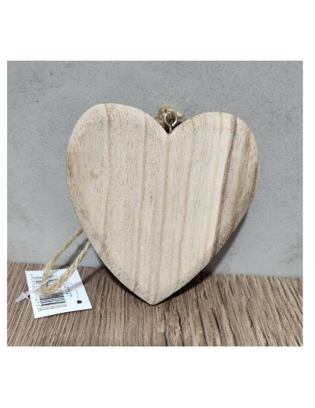 Srdce dřevěné přírodní, závěs, 10cm