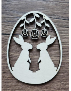 Vajíčko se zajíčky, výřez z překližky, 13cm, 2ks