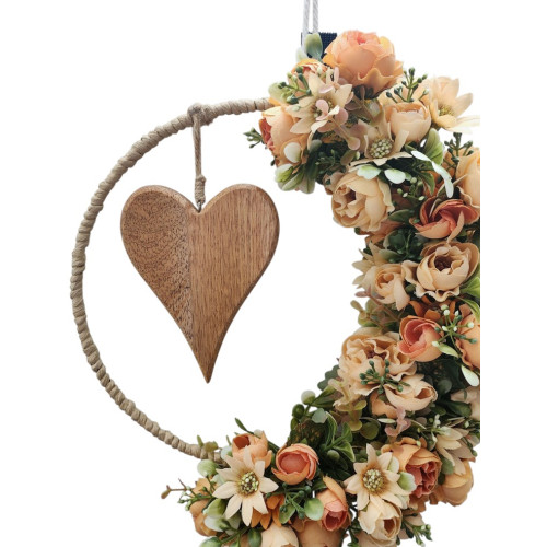 Věnec s dřevěným srdcem