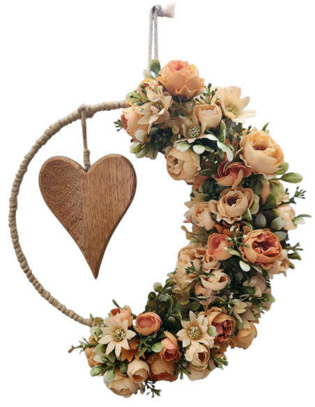 Věnec s dřevěným srdcem