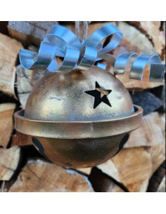 Rolnička kovová s mašlí zlatá, 2 velikosti 2