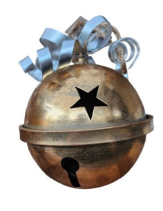 Rolnička kovová s mašlí zlatá, 2 velikosti