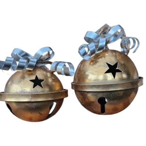 Rolnička kovová s mašlí zlatá, 2 velikosti