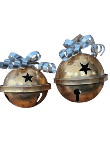 Rolnička kovová s mašlí zlatá, 2 velikosti