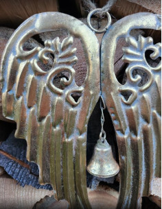 Andělská křídla kovová zlatá, závěs, 2 velikosti 2